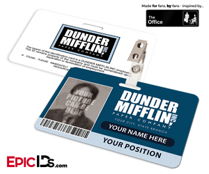 The Office Inspired — Dunder Mifflin Employee ID Badge — Photo Personalized