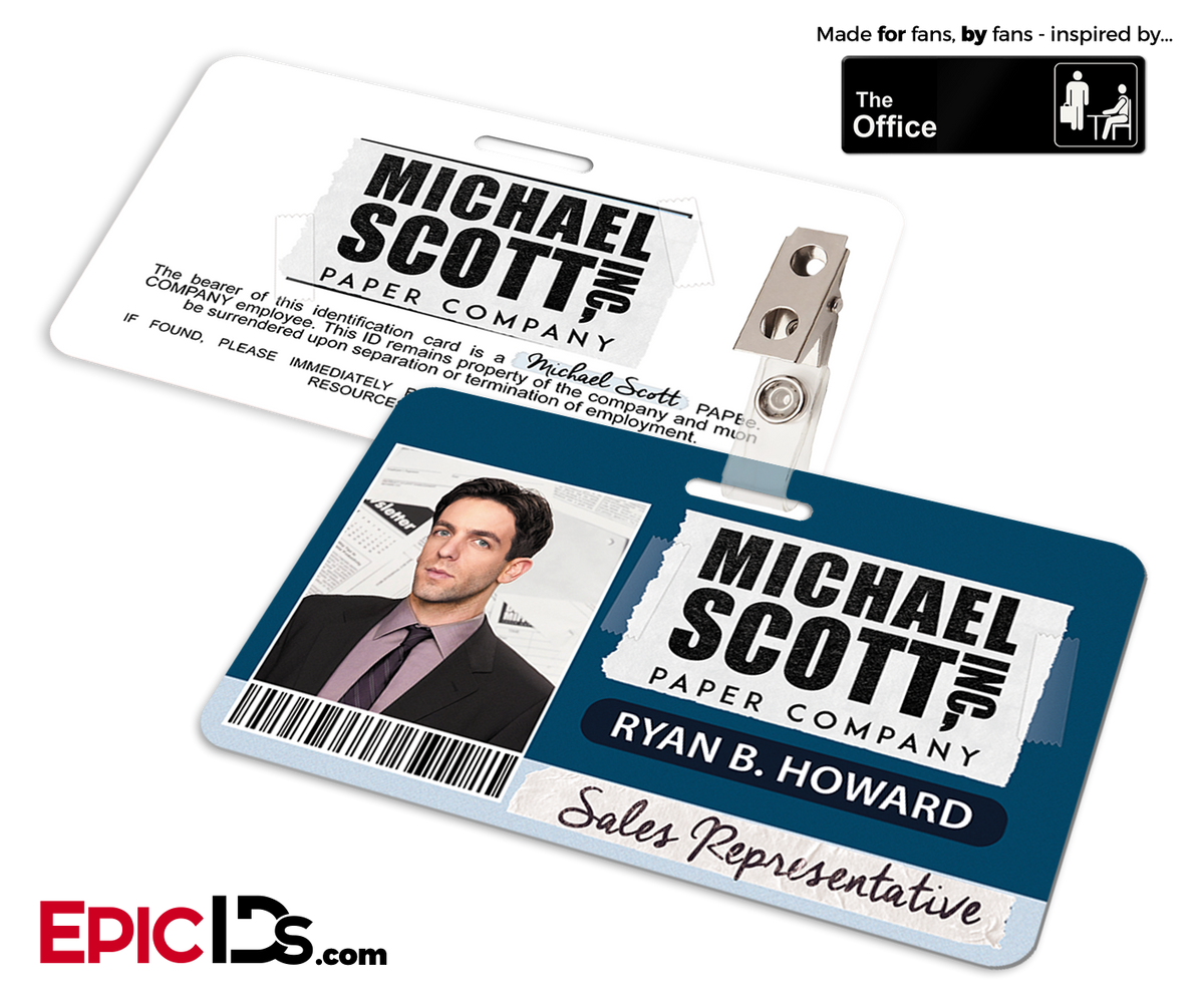 The Office Inspired - Michael Scott Paper Company Employee ID - Ryan Howard - Epic IDs