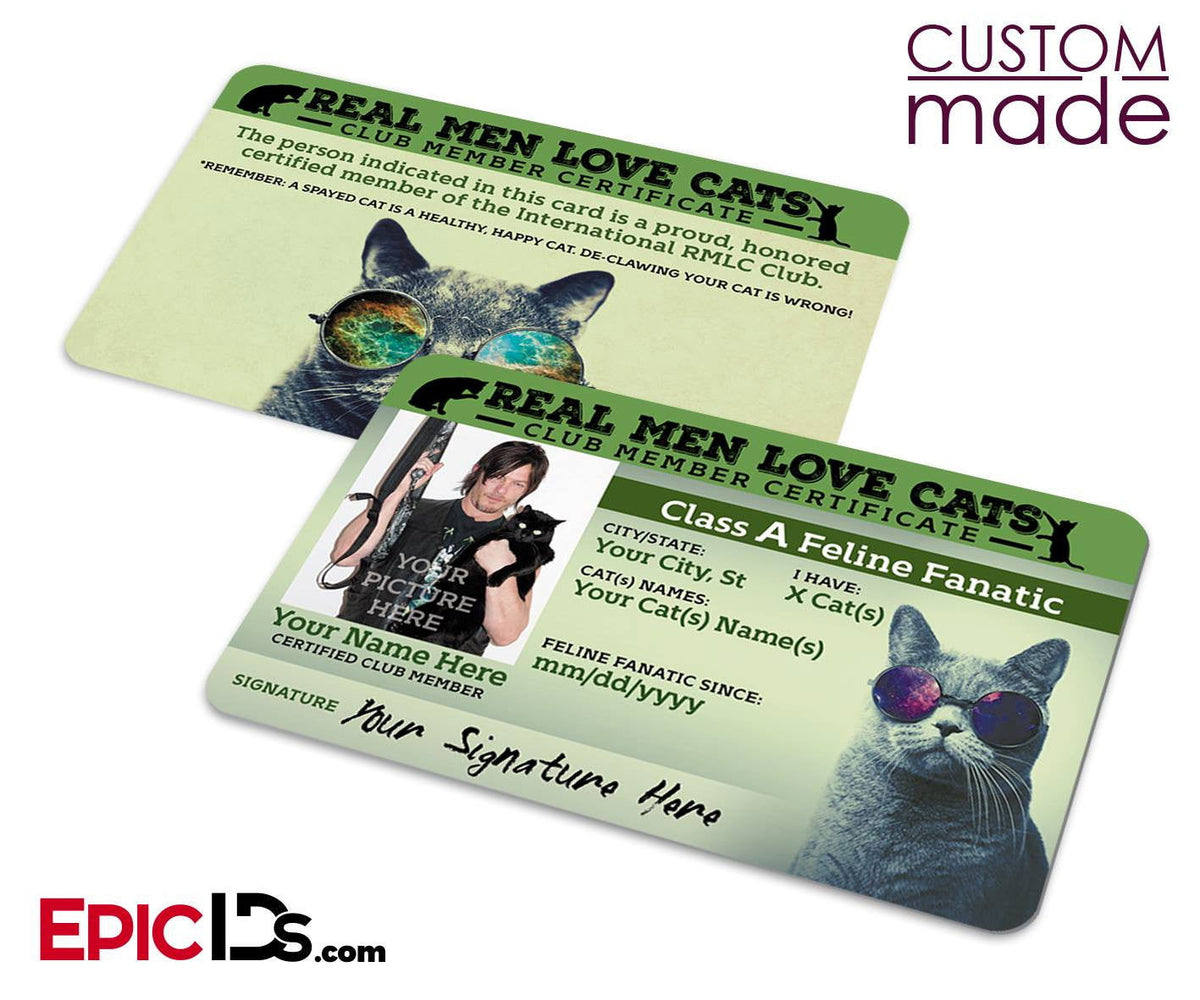 The &#39;Real Men Love Cats&#39; Club Card [Photo Personalized] - Epic IDs