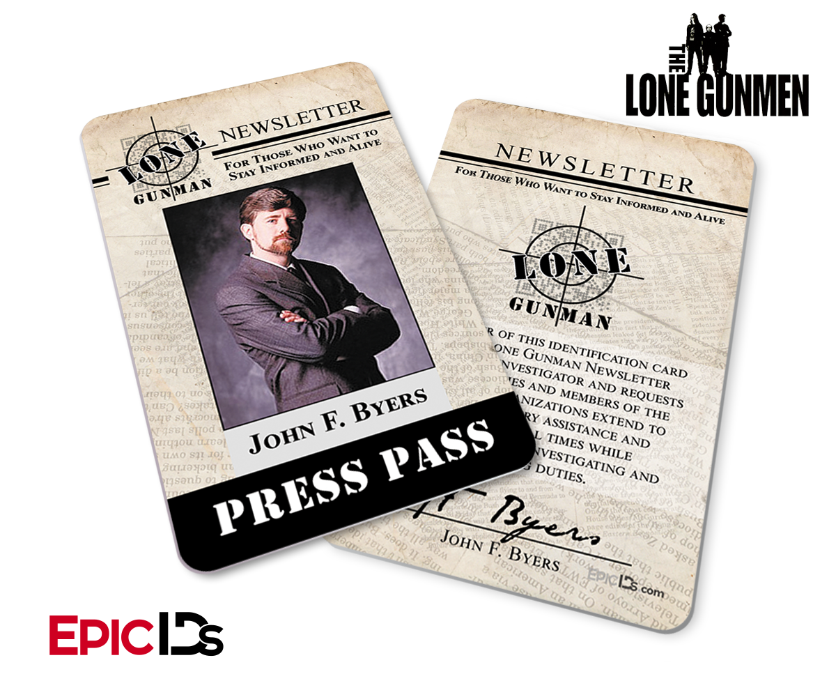 The X-Files / The Lone Gunmen Inspired John Byers TLG Newsletter Press Pass - Epic IDs