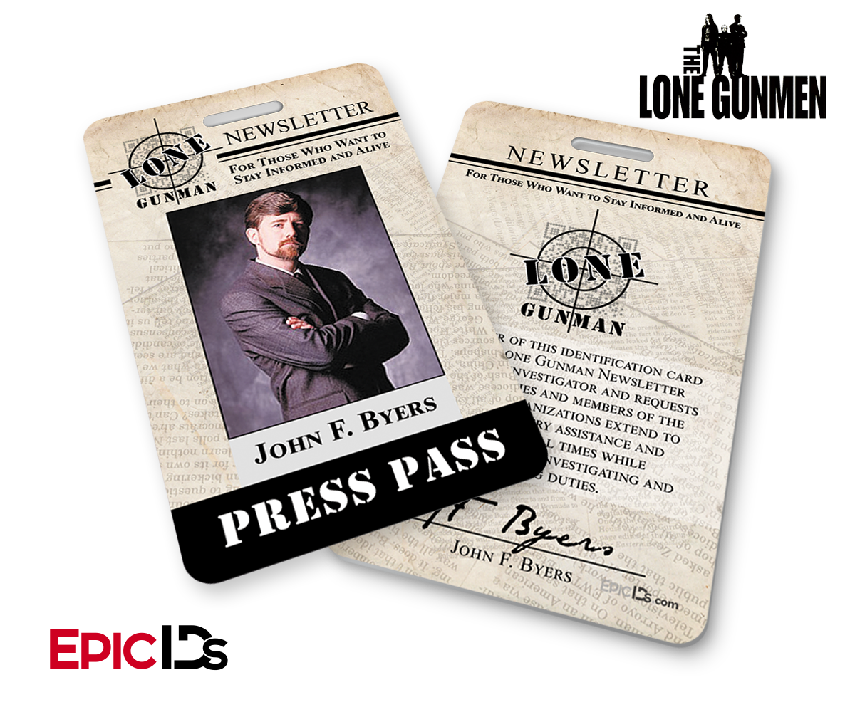 The X-Files / The Lone Gunmen Inspired John Byers TLG Newsletter Press Pass - Epic IDs