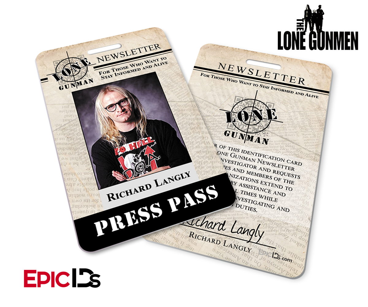 The X-Files / The Lone Gunmen Inspired Richard Langly TLG Newsletter Press Pass - Epic IDs