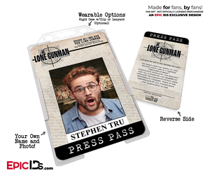 The X-Files TLG Press Pass — The Lone Gunmen Cosplay Prop — Photo Personalized