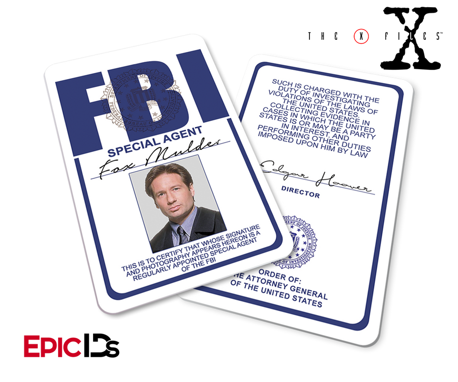 The X-Files Inspired (Classic Edition - Style 2) Fox Mulder FBI Special Agent ID - Epic IDs