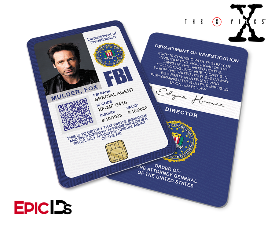 The X-Files Inspired (Modern Edition - Style 2) Fox Mulder FBI Special Agent ID - Epic IDs