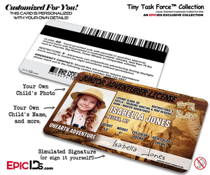 Tiny Task Force™- Junior Adventurer License For Kids — Photo Personalized