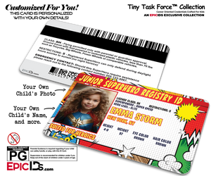 Tiny Task Force™- Junior Superhero Registry ID Card For Kids — Photo Personalized