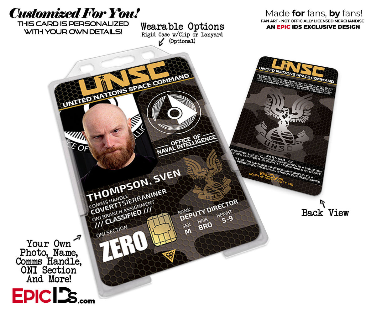 UNSC HALO United Nations Space Command ONI Cosplay ID Badge [Photo Personalized] - Epic IDs