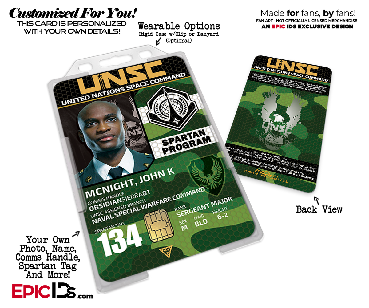UNSC HALO United Nations Space Command Spartans Cosplay ID Badge [Photo Personalized] - Epic IDs