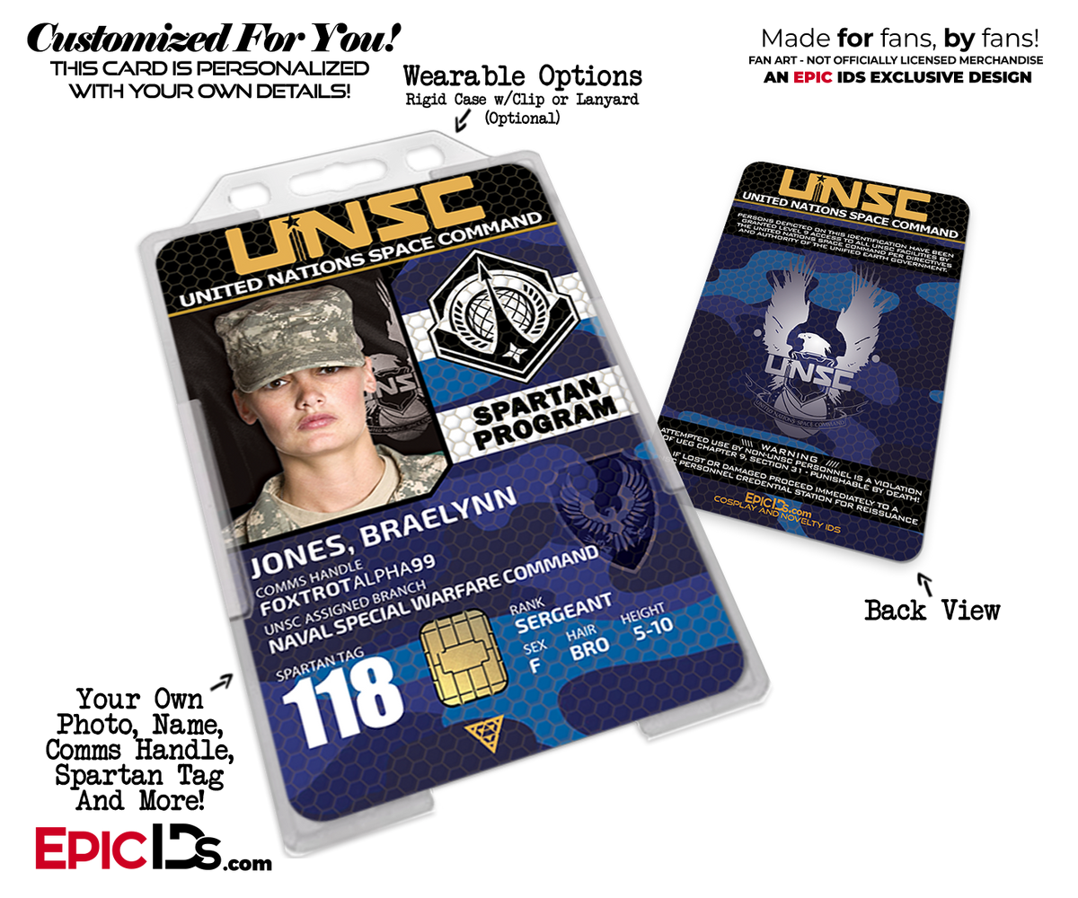 UNSC HALO United Nations Space Command Spartans Cosplay ID Badge [Photo Personalized] - Epic IDs