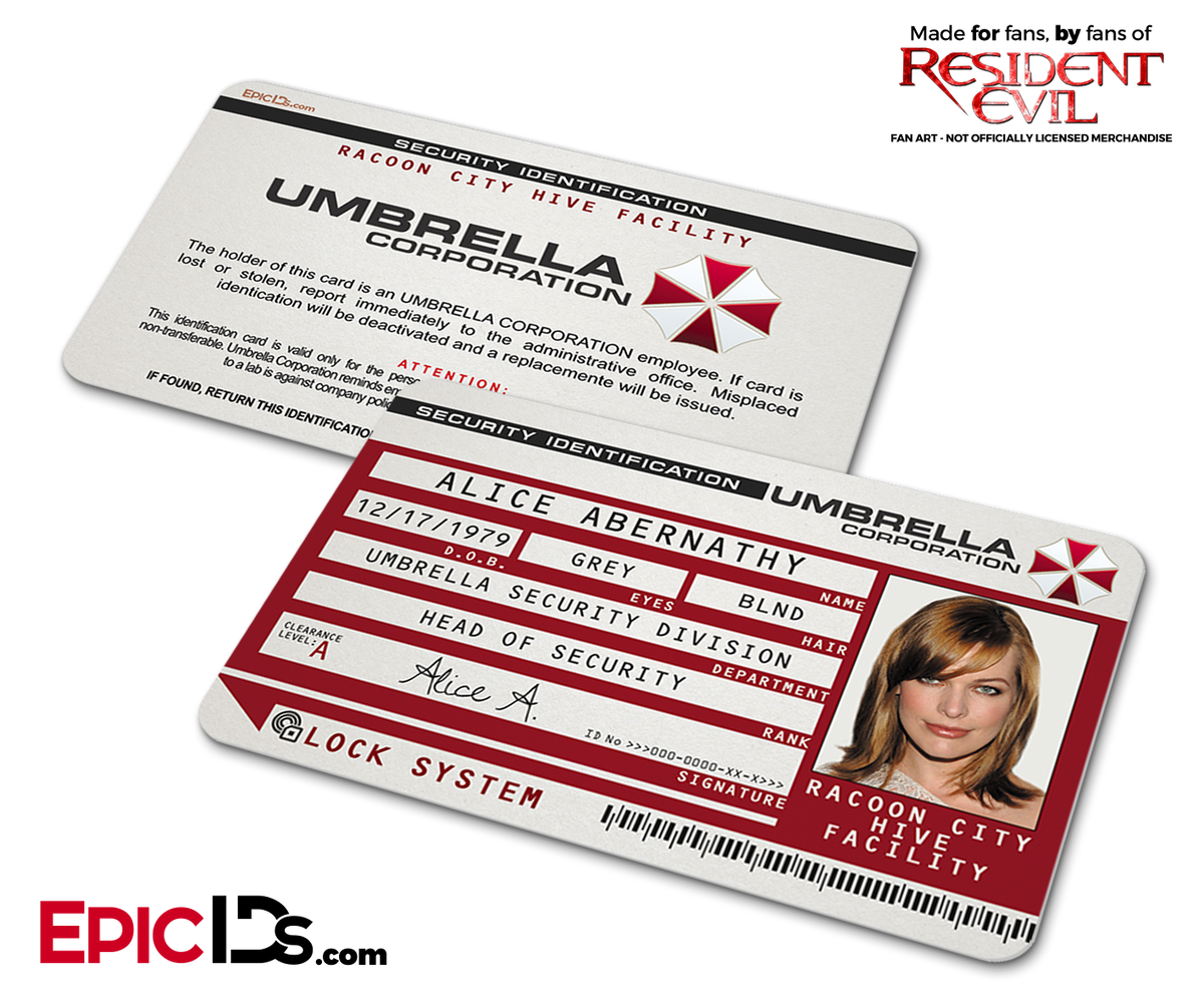Umbrella Corporation Employee ID - Alice Abernathy - Epic IDs