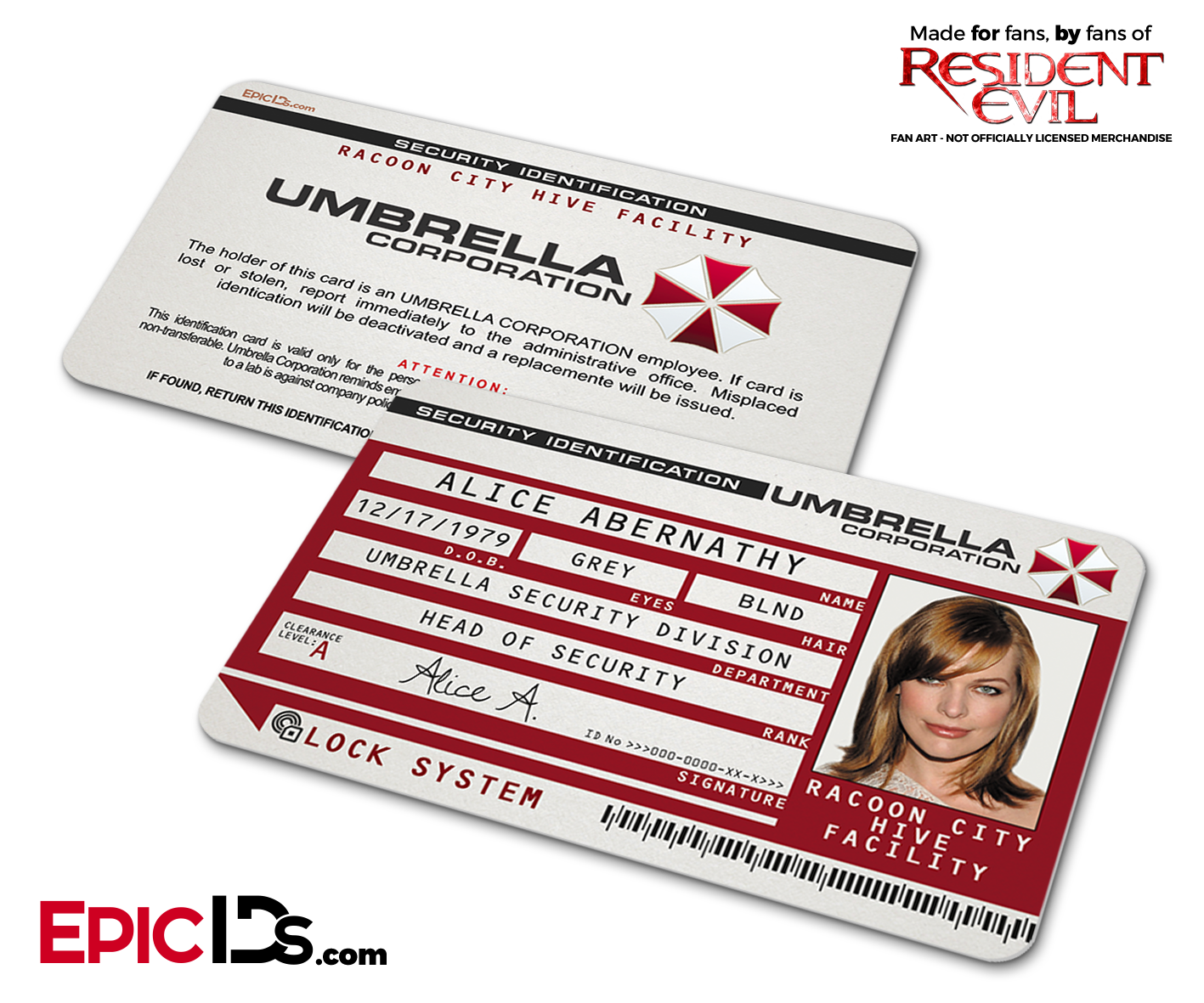 Umbrella Corporation Employee ID - Alice Abernathy - Epic IDs