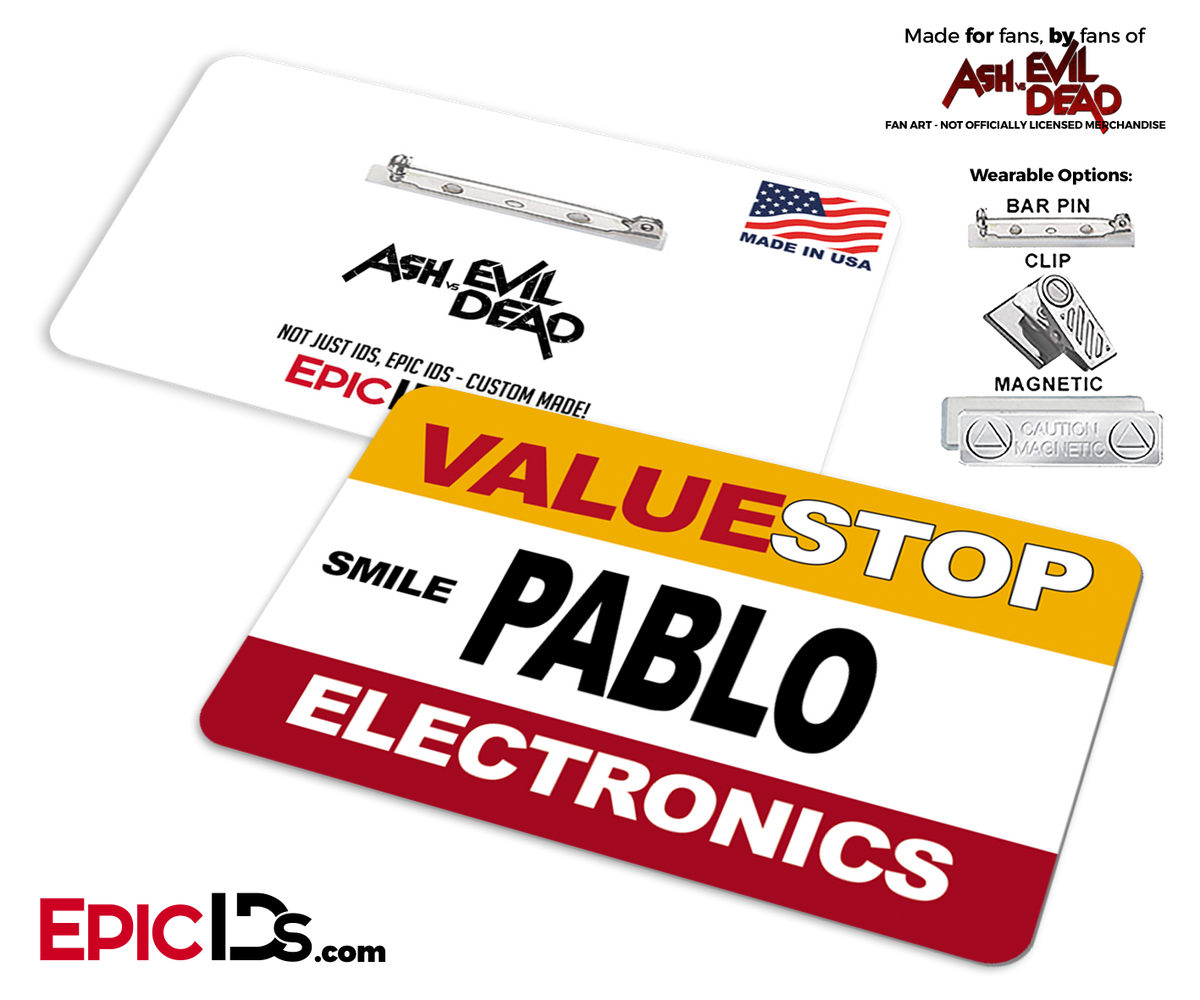 ValueStop &#39;Ash vs Evil Dead&#39; Cosplay Replica Name Badge - Pablo (Electronics) - Epic IDs
