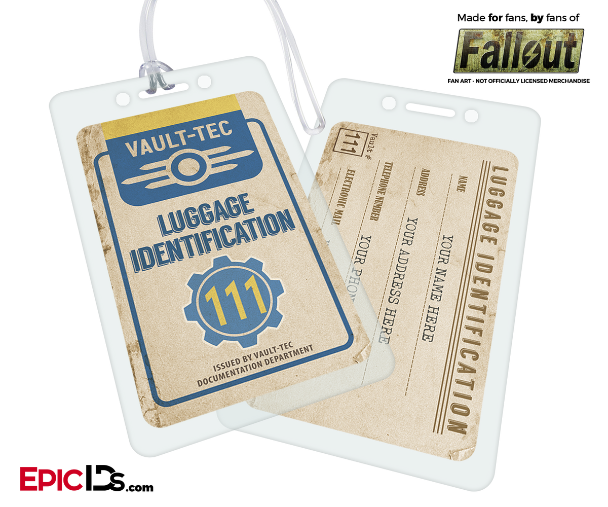 Vault Dweller/Wasteland Explorer &#39;Fallout&#39; Luggage ID Tag [Personalized] - Epic IDs