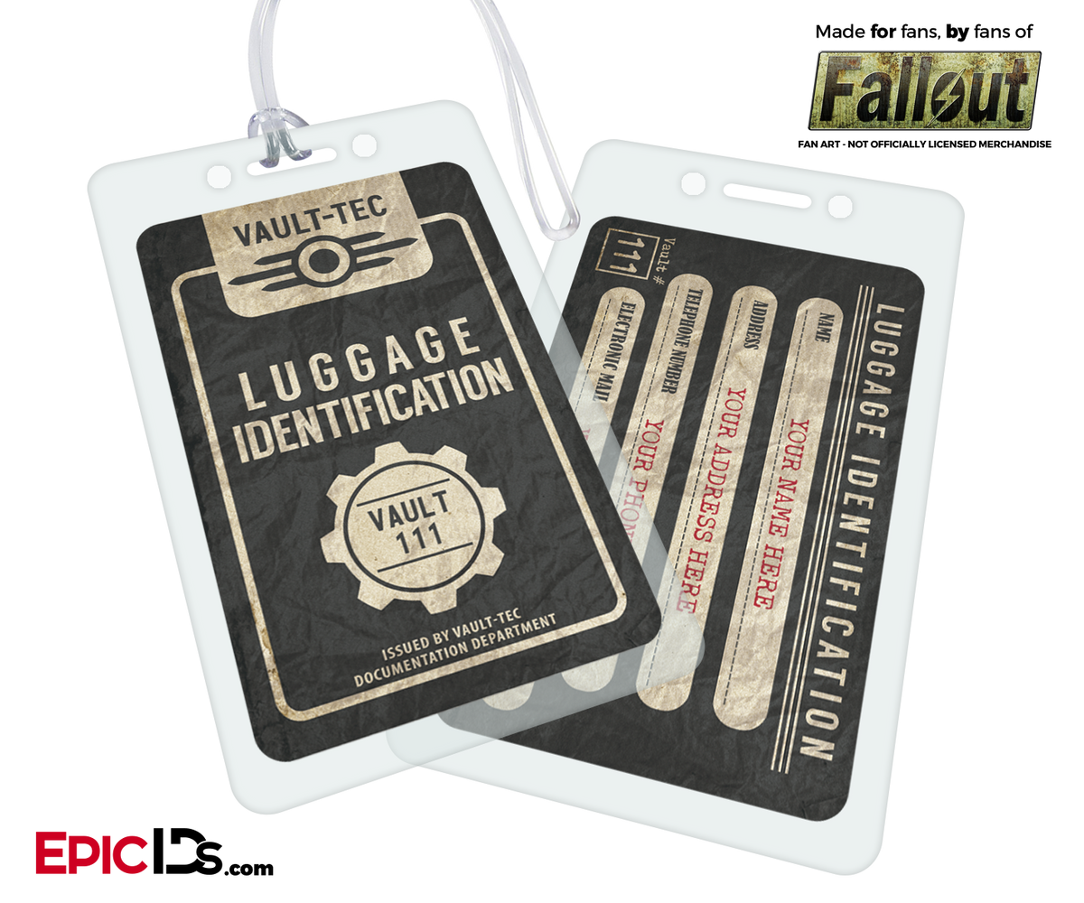 Vault Dweller/Wasteland Explorer &#39;Fallout&#39; Luggage ID Tag [Personalized] - Epic IDs