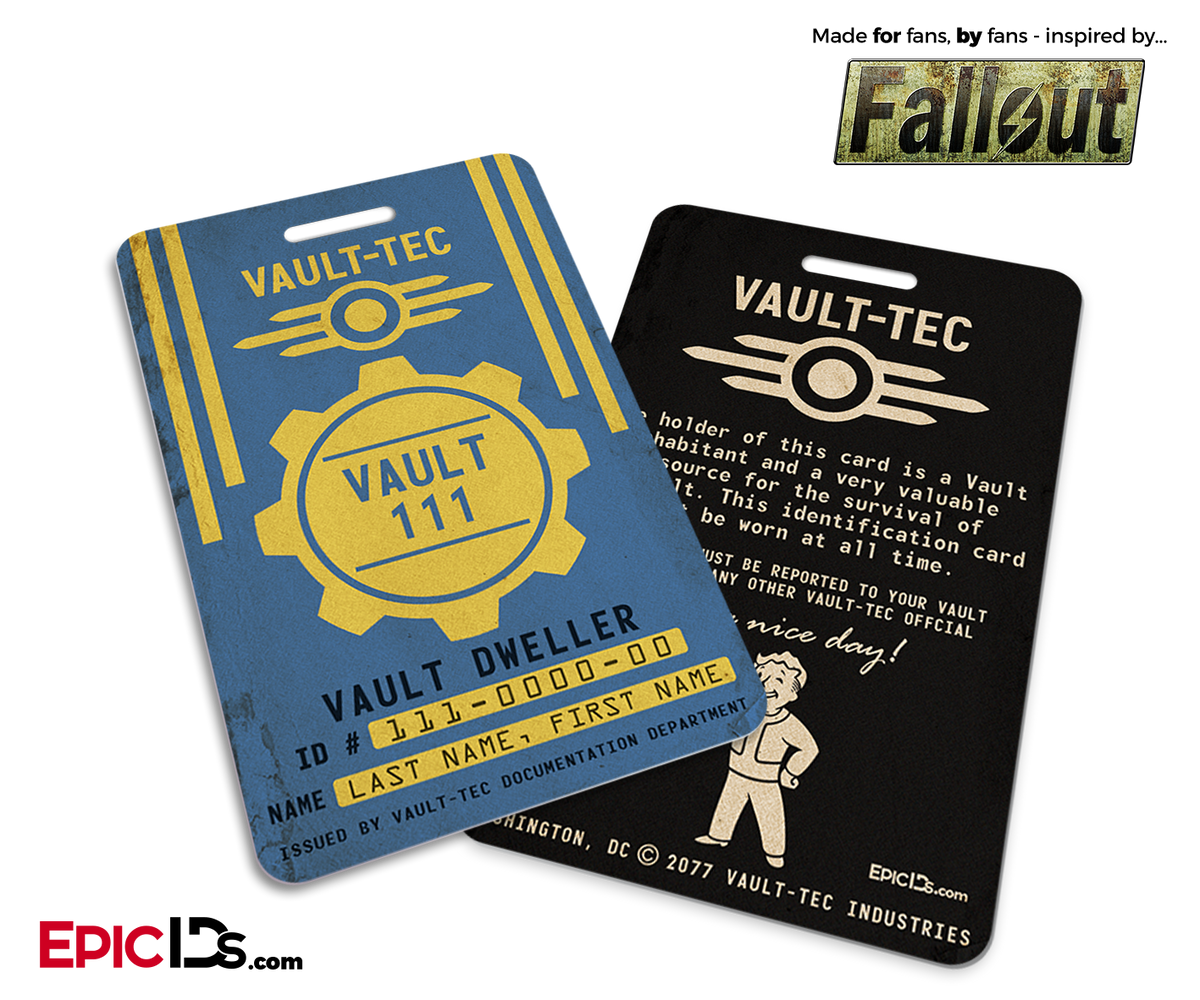 Vault Dweller &#39;Fallout&#39; Cosplay Vault ID Badge [Personalized] - Epic IDs
