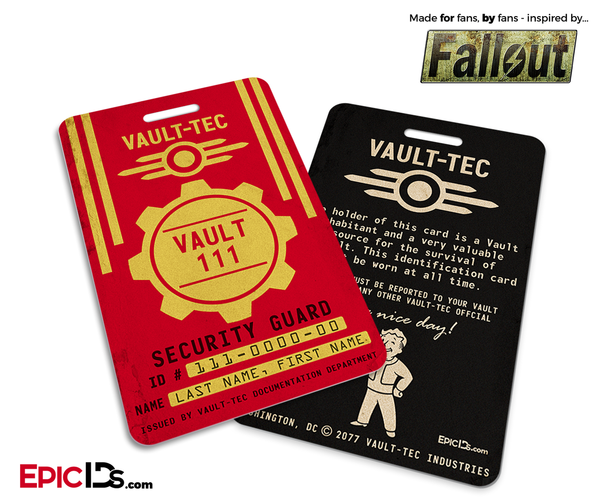 Vault Security Guard &#39;Fallout&#39; Cosplay Vault ID Badge [Personalized] - Epic IDs
