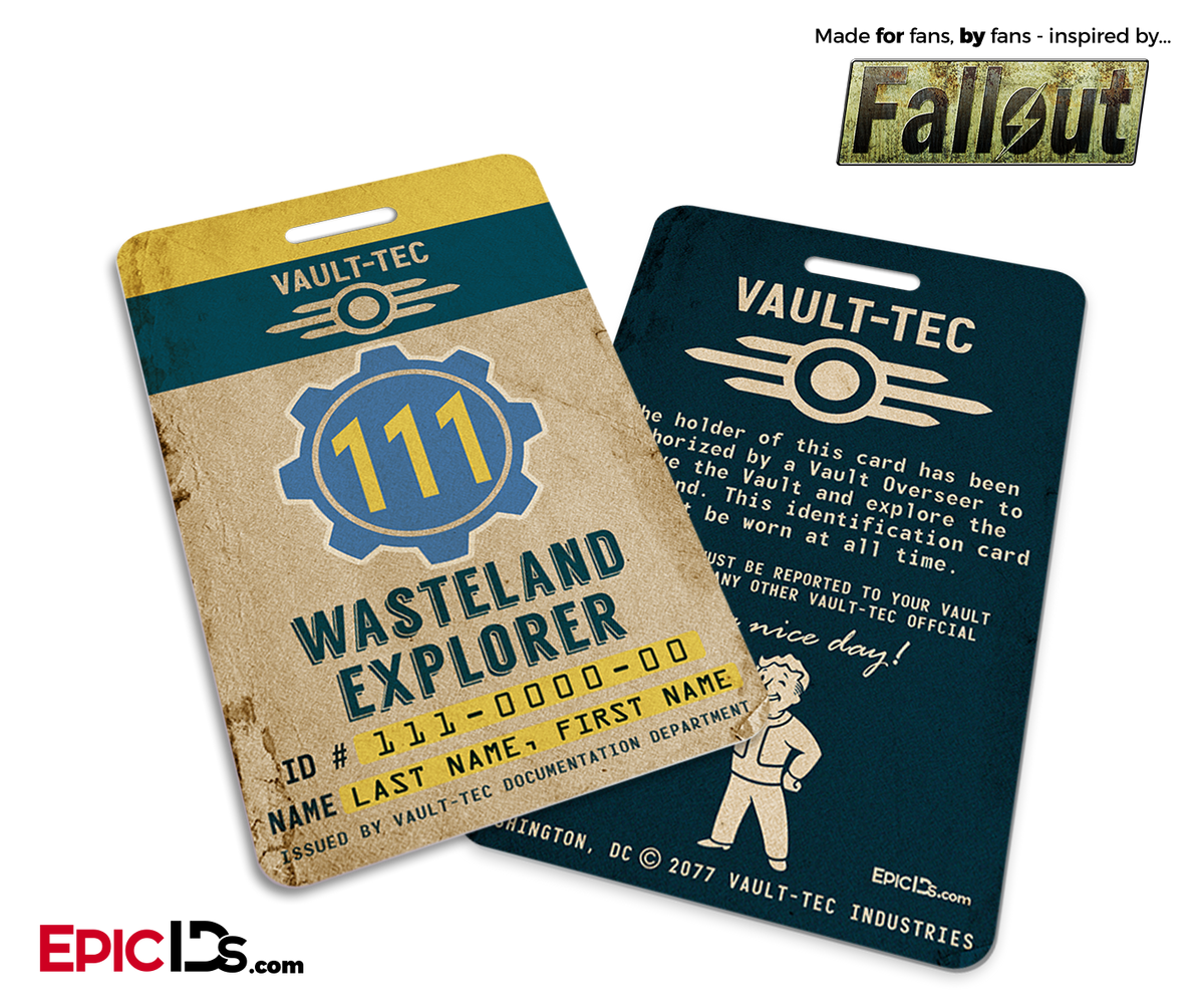 Wasteland Explorer &#39;Fallout&#39; Cosplay Vault ID Badge [Personalized] - Epic IDs