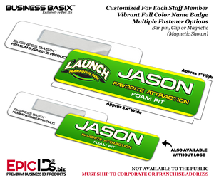 Workday Credentials - Launch Trampoline Park Customized Staff Full Color Name Tag ID (24 Pack)