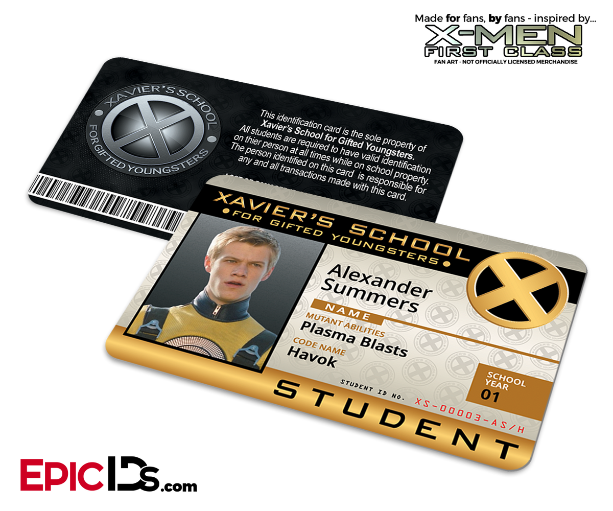 Xavier Institute For Gifted Youngsters &#39;X-Men&#39; Student ID Card - Alexander Summers / Havok - Epic IDs