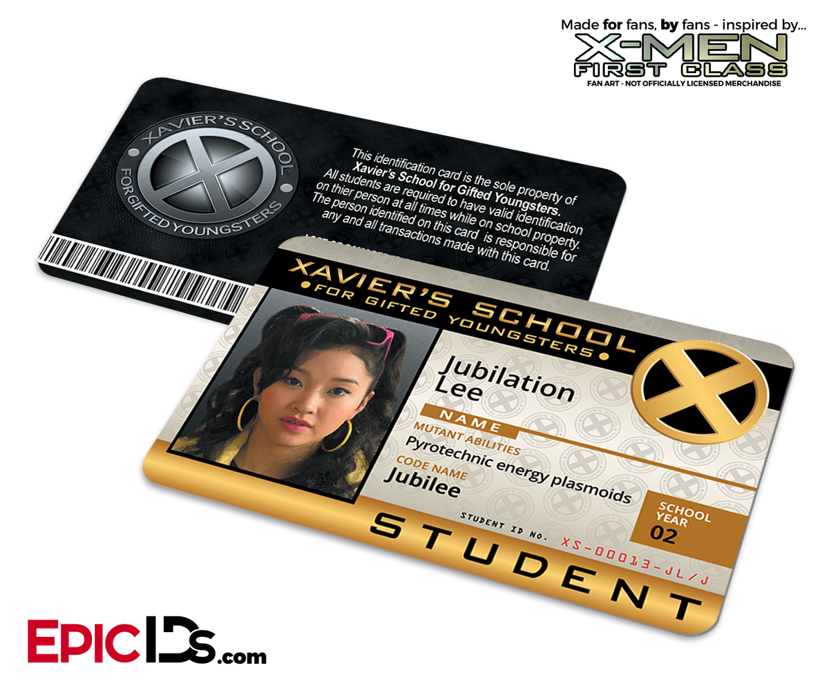 Xavier Institute For Gifted Youngsters &#39;X-Men&#39; Student ID Card - Jubilation Lee / Jubilee - Epic IDs