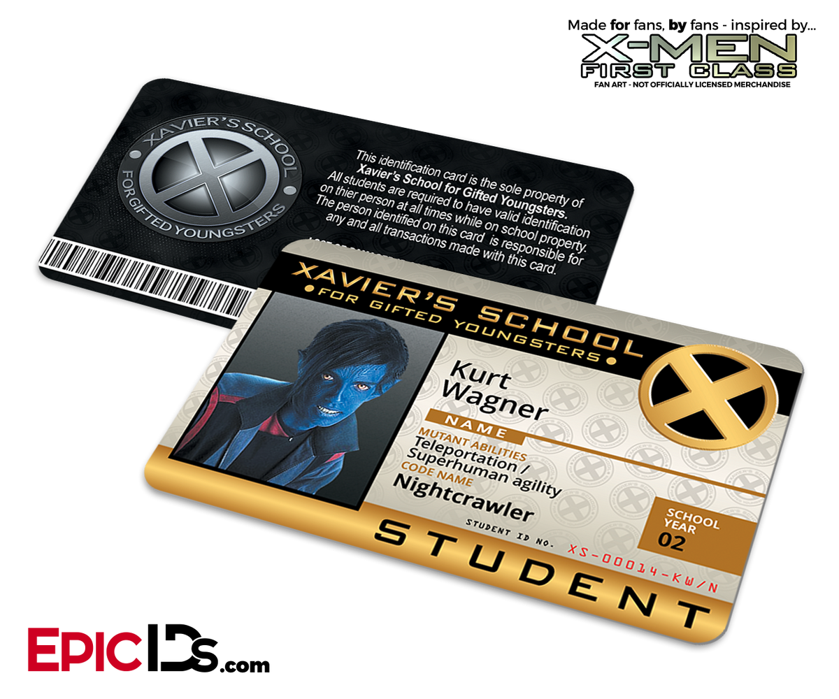 Xavier Institute For Gifted Youngsters &#39;X-Men&#39; Student ID Card - Kurt Wagner / Nightcrawler - Epic IDs
