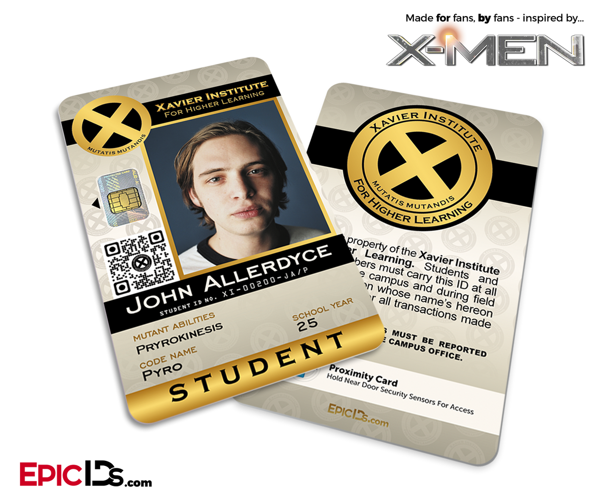 Xavier Institute For Higher Learning &#39;X-Men&#39; Student ID Card - John Allerdyce / Pyro - Epic IDs