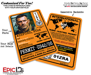 Zombie Hunter Permit ID Card — International — Photo Personalized
