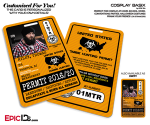 Zombie Hunting Permit - United States - Cosplay ID Badge [Photo Personalized] - Epic IDs