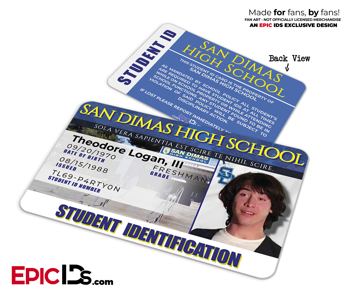Bill and Ted's Excellent Adventure San Dimas High School Student ID - Ted Logan