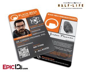 Black Mesa Research Facility 'Half Life' Science Team 'Gordon Freeman' ID Badge