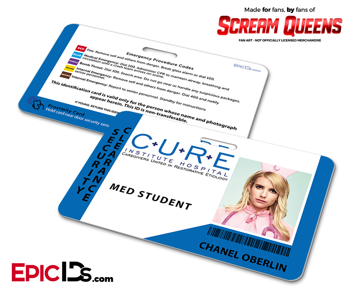 C.U.R.E. 'Scream Queens' Hospital Cosplay Employee ID Name Badge - Cha -  Epic IDs