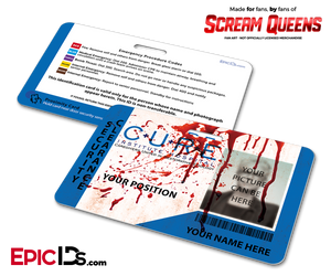 C.U.R.E. 'Scream Queens' Hospital Cosplay Employee ID Name Badge [Photo Personalized]