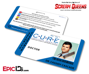 C.U.R.E. 'Scream Queens' Hospital Cosplay Employee ID Name Badge - Dr. Cassidy Cascade