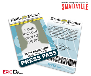 Smallville TV Series Inspired Daily Planet Press Pass [Photo Personalized]