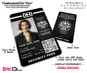 Supergirl TV Series Inspired Department of Extranormal Operations (DEO) Security ID [Photo Personalized]