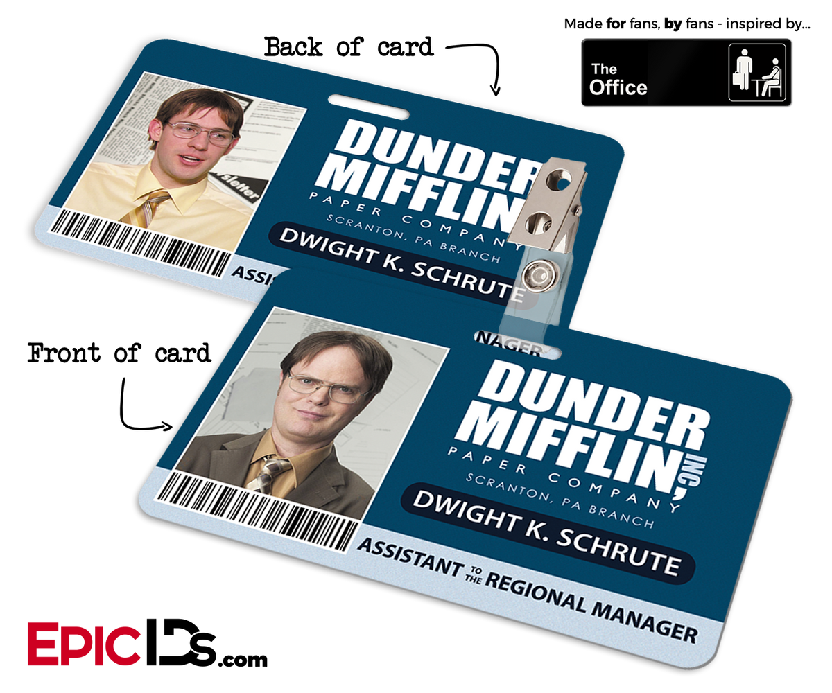 The Office Inspired - Dunder Mifflin Employee ID Badge - Dwight/Jim 'I -  Epic IDs