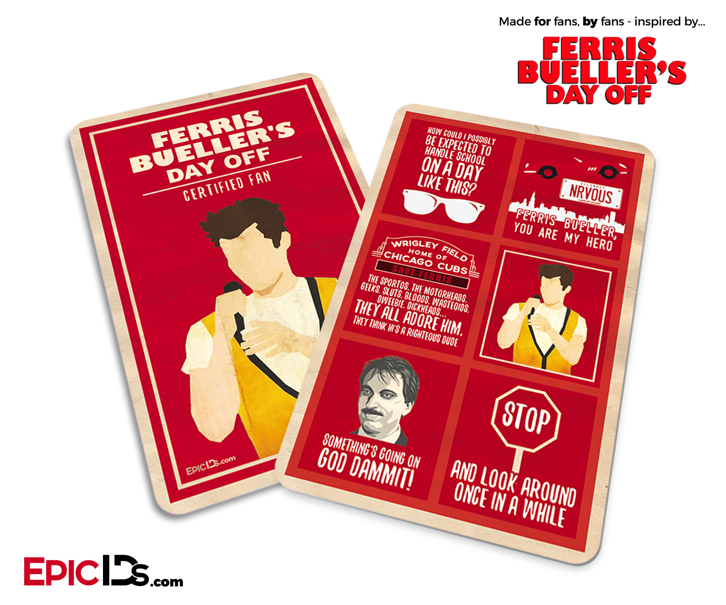 Ferris Bueller's Day Off Inspired Fan Card - 30th Anniversary Red Card Edition