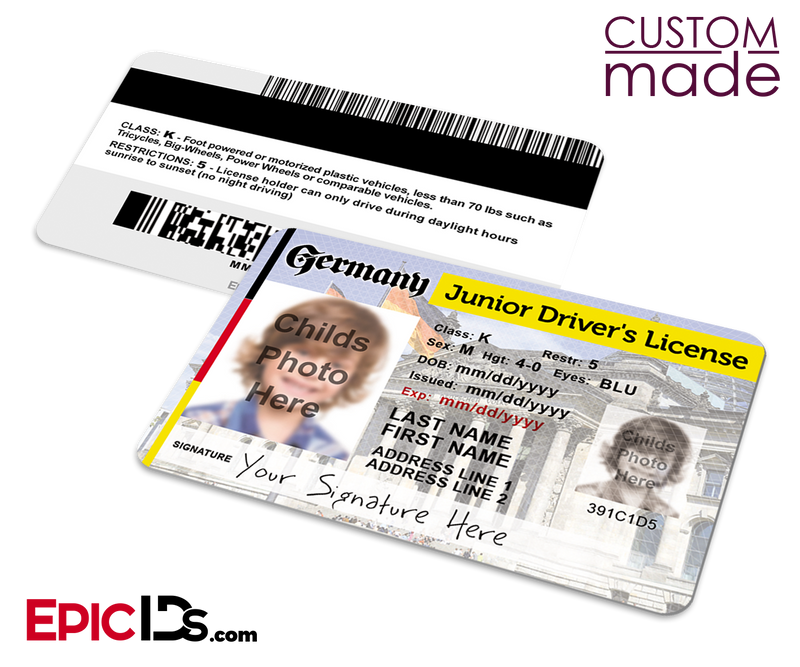 Novelty Junior Driver's License, Class: K - For Kids [Photo Personaliz ...