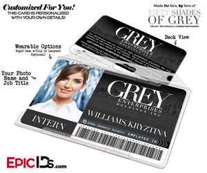 Grey Enterprises 'Fifty Shades Of Grey' Cosplay Employee ID Card [Photo Personalized]
