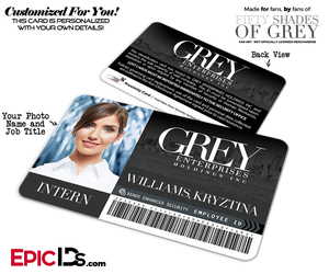 Grey Enterprises 'Fifty Shades Of Grey' Cosplay Employee ID Card [Photo Personalized]