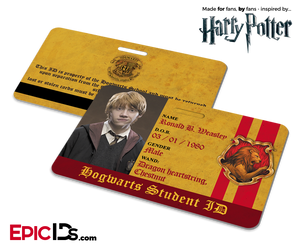 Harry Potter Inspired Hogwarts Student ID (Gryffindor) - Ronald Weasley