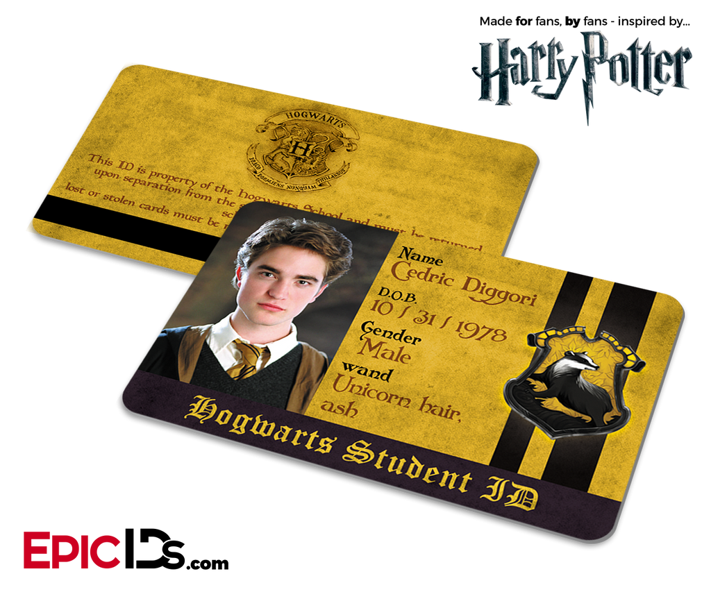 Harry Potter Inspired Hogwarts Student ID (Hufflepuff) - Cedric Diggor -  Epic IDs