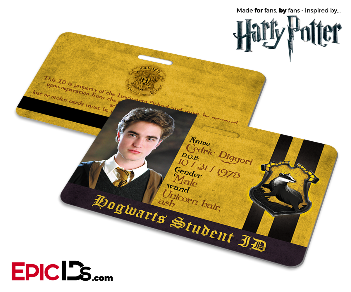 Harry Potter Inspired Hogwarts Student ID (Hufflepuff) - Cedric