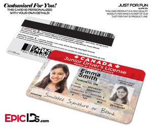 Novelty Junior Driver's License, Class: K - For Kids [Photo Personalized]
