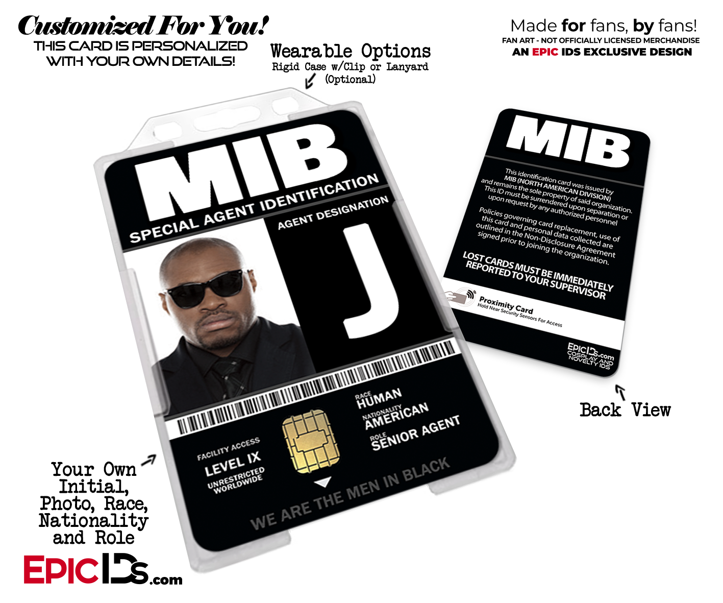Special Agent 'MIB - Men In Black' Cosplay Name Badge [Photo Personalized]