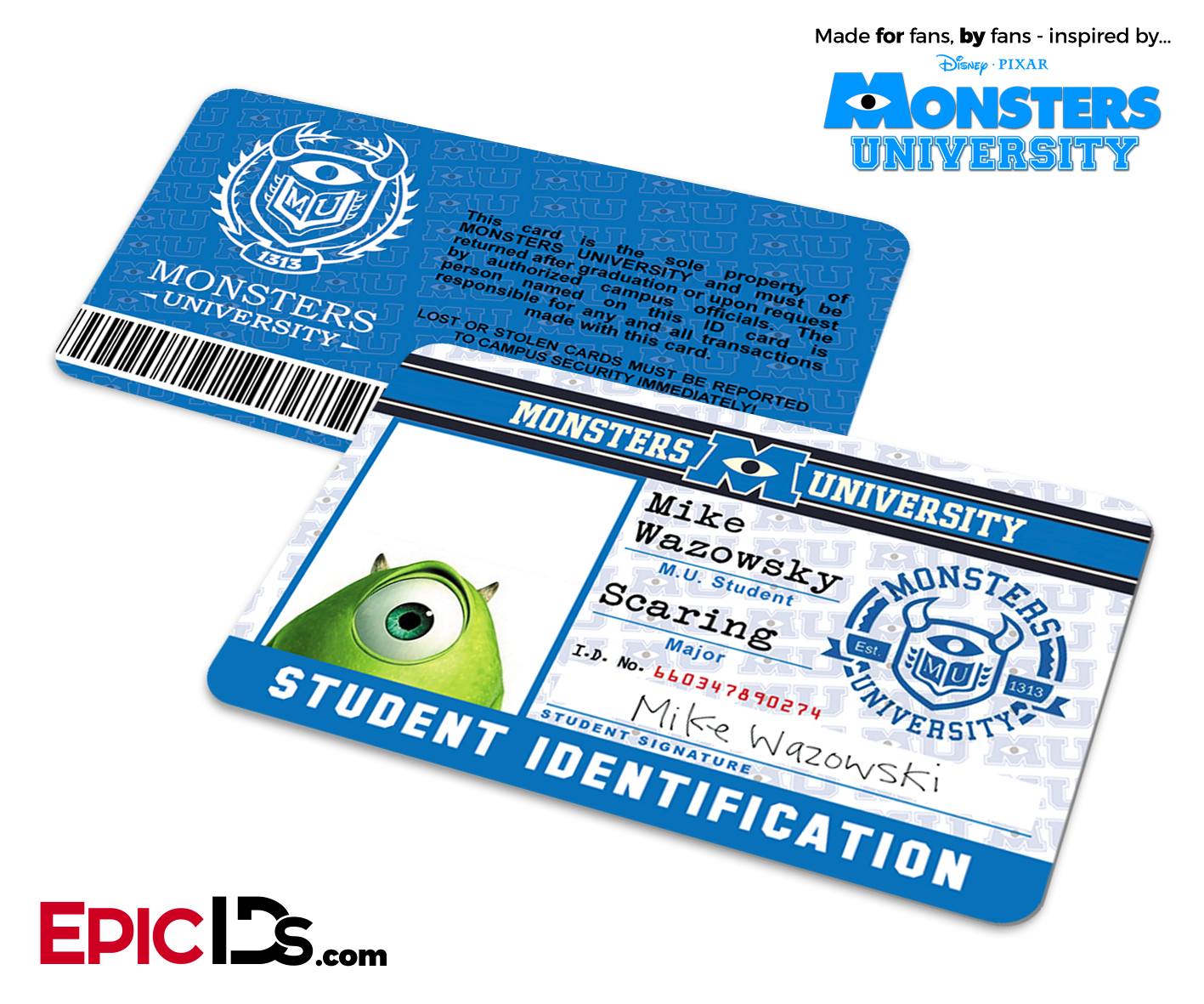 Monsters University Cosplay Student ID Card - Mike Wazowski