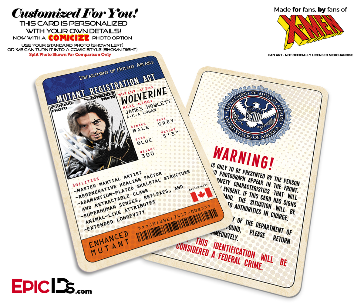 Mutant Registration Act 'X-Men' Classic Comic Identification Card
