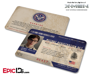 Mutant Registration Act 'X-Men' Identification Card - Henry McCoy / Beast