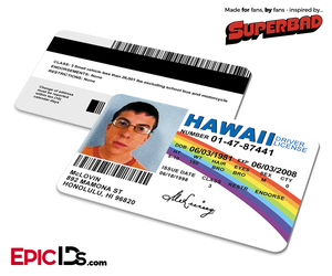 Superbad Inspired "McLovin" Hawaii Drivers License